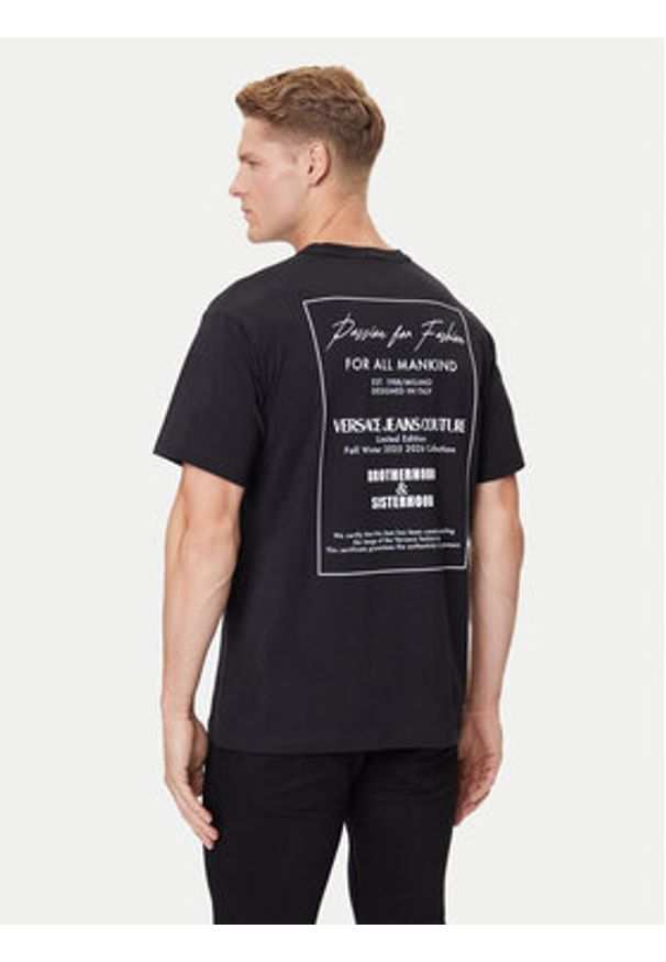 Versace Jeans Couture T-Shirt 79GAHE10 CJ00E Czarny Regular Fit. Kolor: czarny. Materiał: bawełna
