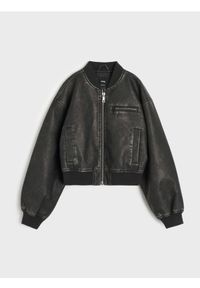 Sinsay - Kurtka bomberka z imitacji skóry - szary. Kolor: szary. Materiał: skóra #1