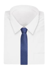 Alties - Niebieski Elegancki Męski Krawat -ALTIES- 7cm, Stylowy, Klasyczny, w Drobny Rzucik. Kolor: niebieski. Materiał: tkanina. Styl: elegancki, klasyczny