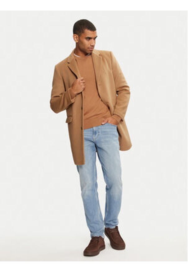 TOMMY HILFIGER - Tommy Hilfiger Sweter MW0MW28046 Brązowy Regular Fit. Kolor: brązowy. Materiał: bawełna