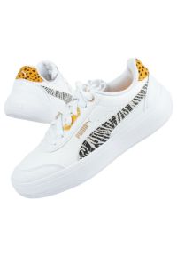 Buty sportowe Puma Tori Safari 384933 01 białe. Okazja: na co dzień. Zapięcie: sznurówki. Kolor: biały. Materiał: syntetyk, materiał. Wzór: motyw zwierzęcy