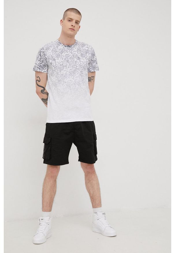 Tom Tailor t-shirt bawełniany kolor granatowy wzorzysty. Kolor: niebieski. Materiał: bawełna