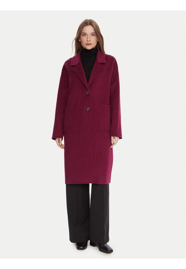 United Colors of Benetton - United Colors Of Benetton Płaszcz wełniany 28F7DN082 Fioletowy Regular Fit. Kolor: fioletowy. Materiał: syntetyk