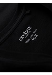 Ombre Clothing - Klasyczna męska bawełniana koszulka z dekoltem w serek BASIC – czarna V1 - Rozmiar: XXL. Typ kołnierza: dekolt w serek. Kolor: czarny. Materiał: bawełna. Styl: klasyczny #5