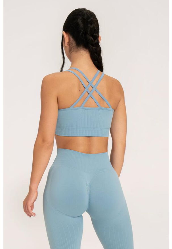 GYM GLAMOUR - Stanik fitness cardio damski Gym Glamour push up 2.0. Kolor: niebieski. Rodzaj stanika: push-up. Sport: fitness