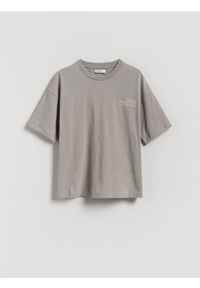 Reserved - Bawełniany t-shirt z nadrukiem - ciemnoszary. Kolor: szary. Materiał: bawełna. Wzór: nadruk #1