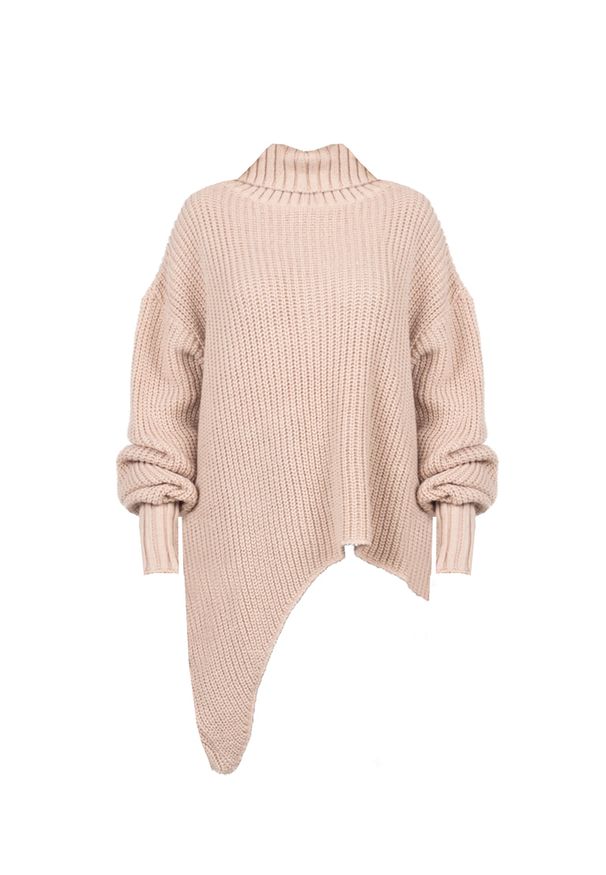 La Haine Inside Us Sweter Damski Asymetryczny | LW961 | Kobieta | Różowy. Okazja: na co dzień. Typ kołnierza: golf. Kolor: różowy. Materiał: poliester, wełna. Długość: długie. Wzór: jednolity. Styl: klasyczny, elegancki, casual