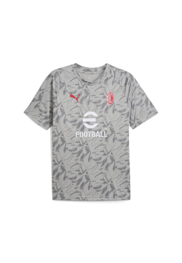 Puma - Męska koszulka przedmeczowa AC Milan PUMA Smokey Gray White. Kolor: szary, biały, wielokolorowy. Sport: piłka nożna