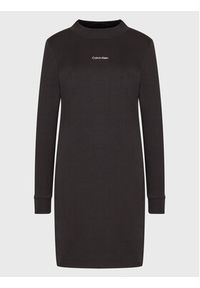 Calvin Klein Sukienka dzianinowa Micro Logo K20K204611 Czarny Regular Fit. Kolor: czarny. Materiał: dzianina, bawełna