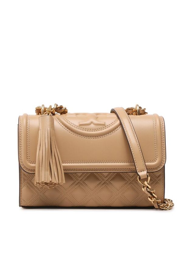 Tory Burch Torebka Small Fleming Convertible 75576 Beżowy. Kolor: beżowy. Materiał: skórzane