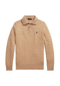 Polo Ralph Lauren Sweter 710974165004 Beżowy Regular Fit. Typ kołnierza: polo. Kolor: beżowy. Materiał: wełna #3