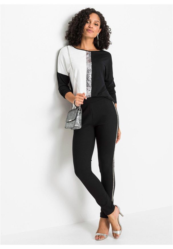 bonprix - Shirt z cekinami. Kolor: czarny