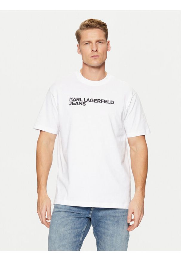 Karl Lagerfeld Jeans T-Shirt A1M17002 Biały Regular Fit. Kolor: biały. Materiał: bawełna