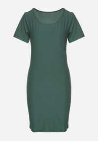 Born2be - Zielona Casualowa Sukienka z Bawełną Lumelisse. Okazja: na co dzień. Kolor: zielony. Materiał: bawełna. Typ sukienki: proste. Styl: casual #5