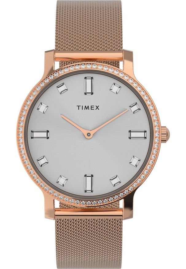 Zegarek Timex Zegarek damski Timex TW2W19200 CYRKONIE różowe złoto. Kolor: złoty, wielokolorowy, różowy