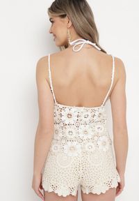Born2be - Beżowy Top Ażurowy w Stylu Boho z Bawełny Nahiroa. Typ kołnierza: dekolt w kształcie V. Kolor: beżowy. Materiał: bawełna. Wzór: ażurowy. Sezon: lato. Styl: boho #5