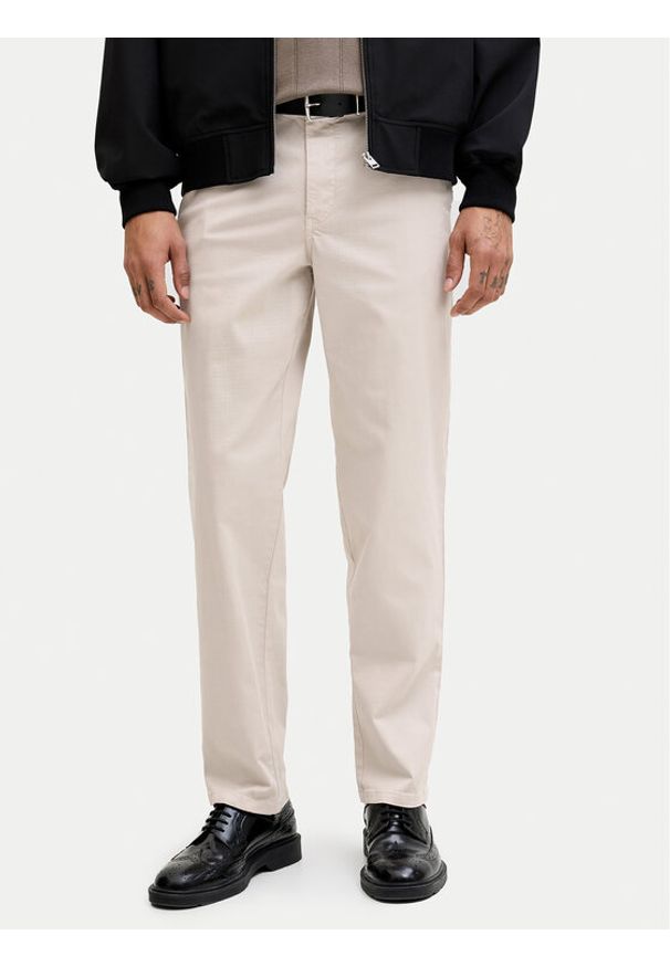 Jack & Jones Chinosy Lie Vance 12292970 Écru Regular Fit. Kolor: kremowy. Materiał: bawełna