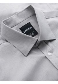Ombre Clothing - Męska koszula SLIM FIT z ozdobnej tkaniny – szara V2 OM-SHCS-0175 - XXL. Okazja: do pracy, na co dzień. Kolor: szary. Materiał: tkanina. Wzór: aplikacja, ze splotem, haft. Styl: klasyczny, casual #7