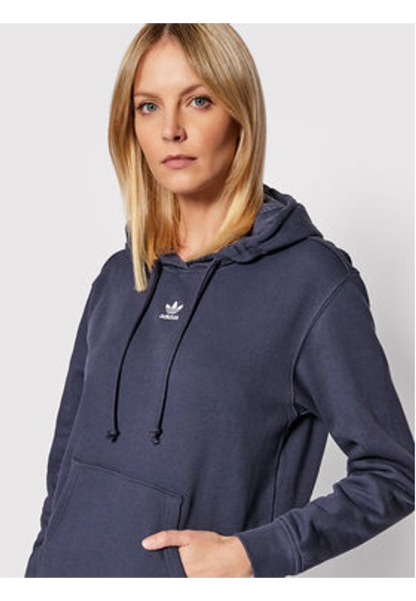Adidas - adidas Bluza Hoodie HF7509 Granatowy Regular Fit. Kolor: niebieski. Materiał: bawełna