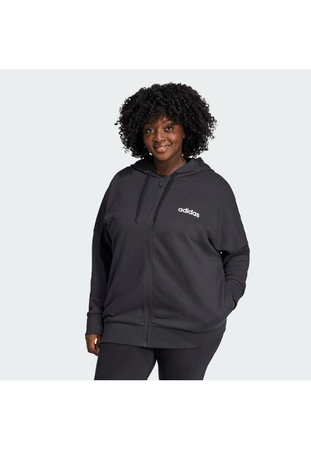 Adidas - Bluza z kapturem Essentials Linear Full-Zip French Terry. Typ kołnierza: kaptur. Kolor: czarny, biały, wielokolorowy. Materiał: polar, materiał. Sezon: zima