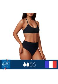 PLIM UNDERWEAR - Dół menstruacyjnego stroju kąpielowego nastolatki wysoki stan średnia chłonność. Stan: podwyższony. Kolor: czarny