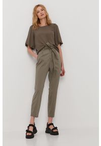 Vero Moda - Spodnie. Stan: podwyższony. Kolor: zielony. Materiał: tkanina, bawełna, elastan #2