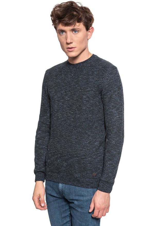 Mustang - MUSTANG Muline Jumper MĘSKI SWETER KLASYCZNY DARK SAPPHIRE 1006554 4136. Styl: klasyczny