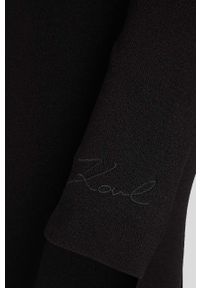 Karl Lagerfeld sukienka KL x The Ultimate icon kolor czarny midi dopasowana. Typ kołnierza: dekolt w karo. Kolor: czarny. Materiał: dzianina, materiał. Długość rękawa: długi rękaw. Typ sukienki: dopasowane. Długość: midi #3