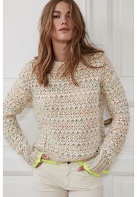 Sweter z neonową lamówką Oui. Kolor: wielokolorowy. Materiał: bawełna, dzianina, poliamid, wełna. Długość rękawa: długi rękaw. Długość: długie