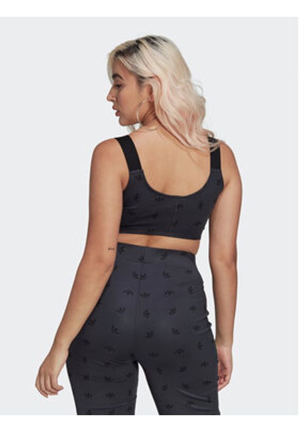 Adidas - adidas Top Allover Print Corset HL9159 Szary Slim Fit. Kolor: szary. Materiał: syntetyk. Wzór: nadruk