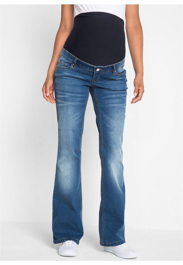 bonprix - Dżinsy ciążowe bootcut. Kolekcja: moda ciążowa. Kolor: niebieski