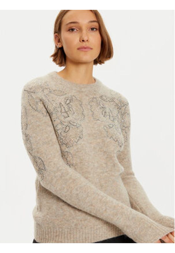 Marciano Guess Sweter 4BGR44 5786Z Brązowy Regular Fit. Kolor: brązowy. Materiał: wełna, syntetyk