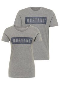 Mustang - 2PAK MUSTANG ALEX C / ALINA C LOGO TEE MĘSKI/DAMSKI T-SHIRT KOSZULKA LOGO LIGHT GREY MELANGE 1013220 4141. Okazja: na co dzień. Materiał: bawełna, jeans. Styl: sportowy, casual, elegancki, klasyczny #3