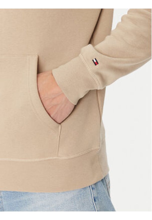 TOMMY HILFIGER - Tommy Hilfiger Bluza Logo MW0MW11599 Beżowy Regular Fit. Kolor: beżowy. Materiał: syntetyk