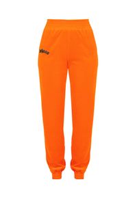 CHAOS BY MARTA BOLIGLOVA - Welurowe pomarańczowe spodnie dresowe GOTHIC. Kolor: fioletowy, różowy, wielokolorowy. Materiał: welur, dresówka. Wzór: haft, aplikacja