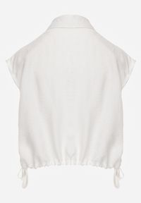 Born2be - Biała Wiskozowa Koszula Boho Bez Rękawów ze Ściągaczem w Pasie Limopise. Okazja: na co dzień. Kolor: biały. Materiał: wiskoza. Długość rękawa: bez rękawów. Wzór: aplikacja. Sezon: lato. Styl: boho #7