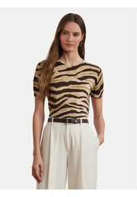 Lauren Ralph Lauren - LAUREN RALPH LAUREN Bluzka 200971372001 Beżowy Regular Fit. Kolor: beżowy. Materiał: bawełna