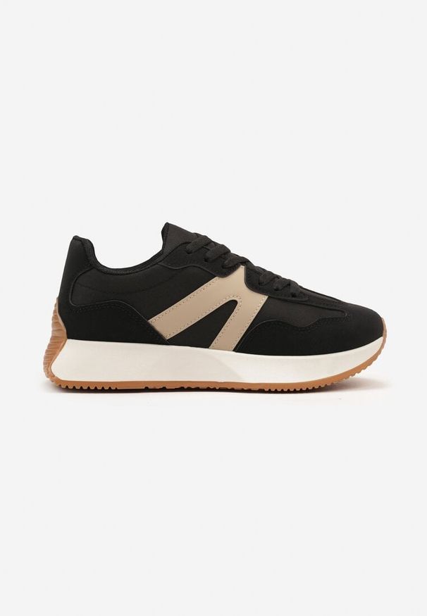 Born2be - Czarne Płaskie Sneakersy z Geometrycznym Wzorem Nawla. Kolor: czarny. Wzór: geometria