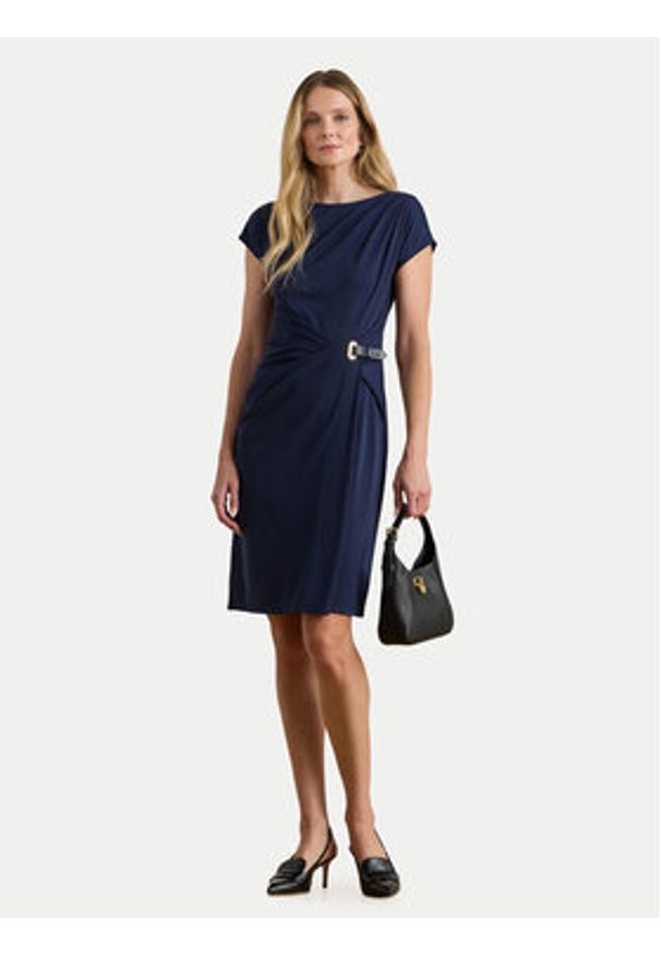 Lauren Ralph Lauren - LAUREN RALPH LAUREN Sukienka koktajlowa 200P03763001 Granatowy Slim Fit. Kolor: niebieski. Materiał: syntetyk. Styl: wizytowy