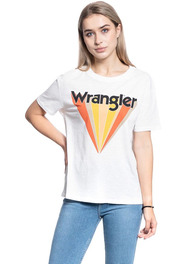 Wrangler - T-SHIRT DAMSKI WRANGLER BOYFRIEND TEE OFFWHITE W7019EA02 112130896