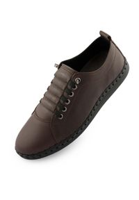 ENELL - Eleganckie Skórzane Sneakersy dla Kobiet Nell M6019 - Komfort i Trwałość. Kolor: brązowy. Materiał: syntetyk, skóra