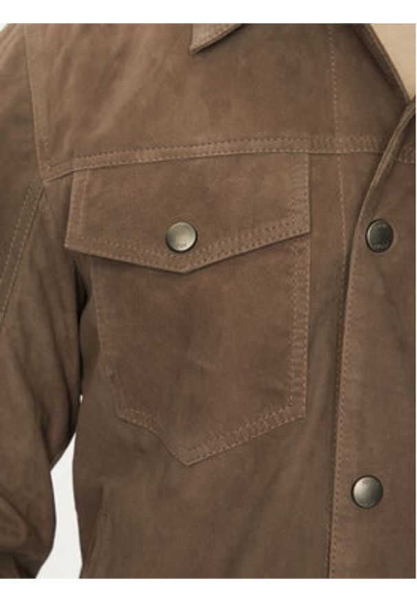 JOOP! Jeans Kurtka skórzana 15 Georg 80000766 Beżowy Regular Fit. Kolor: beżowy. Materiał: skóra