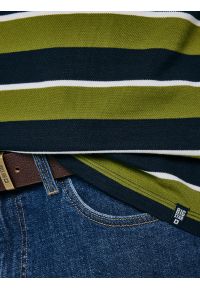 Big-Star - Koszulka męska polo w paski granatowo-zielona Seulis 301. Okazja: na co dzień. Typ kołnierza: polo. Kolor: zielony. Materiał: dzianina, bawełna, jeans, żakard. Wzór: paski. Styl: casual, elegancki, sportowy, klasyczny #6