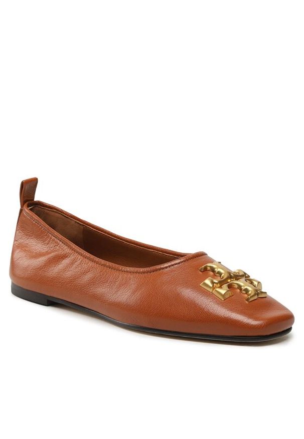 Tory Burch Baleriny Eleanor Ballet 141296 Brązowy. Kolor: brązowy. Materiał: skóra