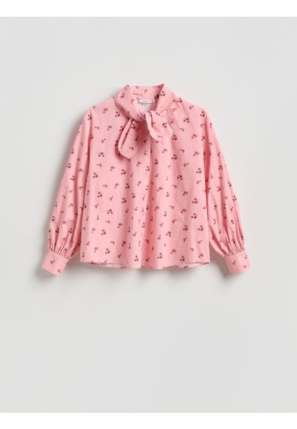 Reserved - Koszula z kwiatowym motywem - różowy. Kolor: różowy. Materiał: bawełna. Wzór: kwiaty