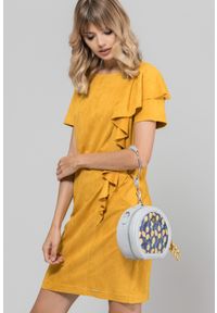 Monnari - Okrągła torebka z motywem ananasów. Kolor: szary. Wzór: kolorowy. Rodzaj torebki: na ramię #6