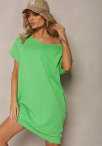 Renee - Zielona T-shirtowa Sukienka Pudełkowa z Elastycznej Bawełny Ellensa. Kolor: zielony. Materiał: bawełna. Styl: wakacyjny. Długość: mini #1