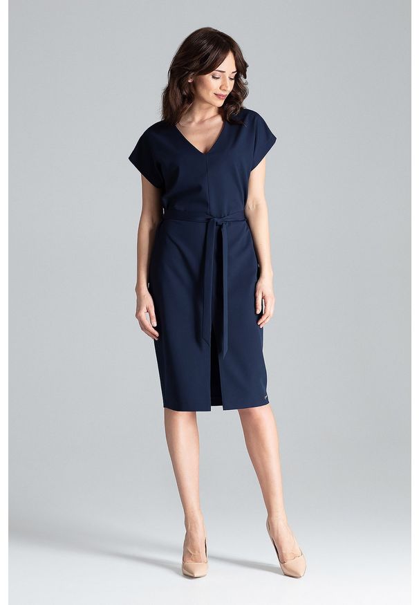 Sukienka na co dzień, prosta, z krótkim rękawem, elegancka