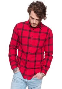 Wrangler - MĘSKA KOSZULA WRANGLER LS 1PKT SHIRT CRIMSON RED W5A1T2X51. Kolor: czerwony #9