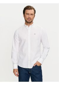 GANT - Gant Koszula 3000202 Biały Slim Fit. Kolor: biały. Materiał: bawełna